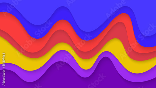 Modern Colorful Abstract Waves Papercut Style Background
