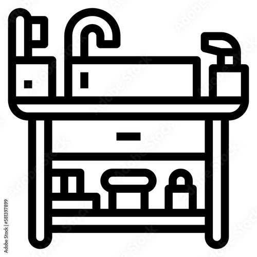 wash basin line icon style