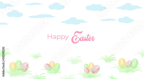 Easter background with festive decor elements and place for text