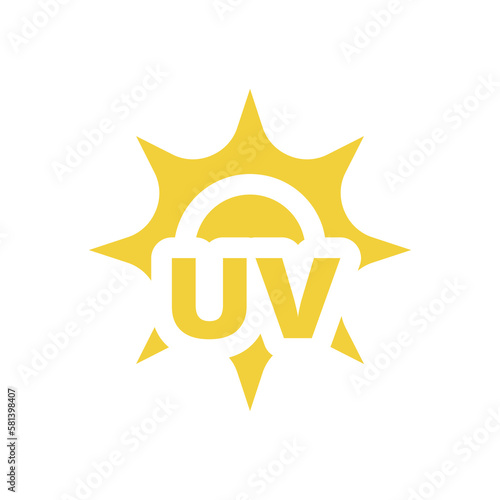 Uv sunblock protection vector icon. Solar ultraviolet light with sun fill symbol.