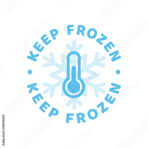 Keep frozen vector label. Product stamp with snowflake and thermometer.