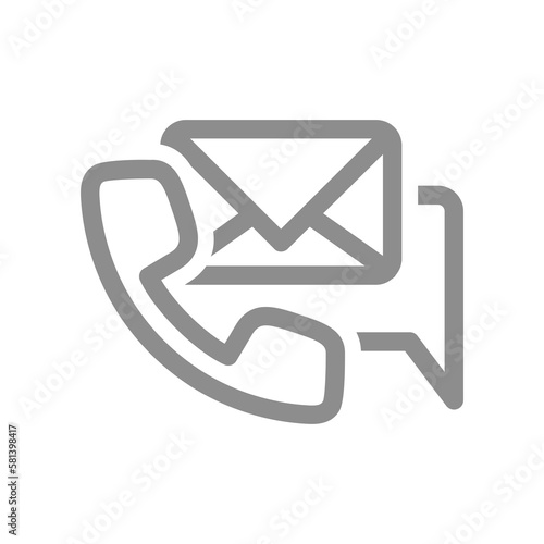 Contact us by phone, e-mail or message line vector icon. Email, online chat contact form button.