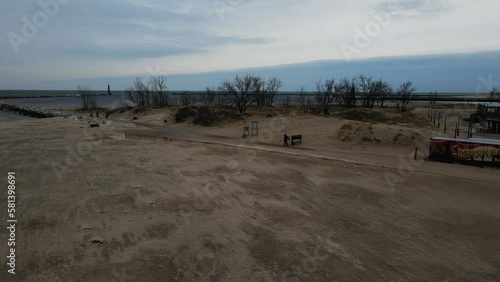 The boardwalk in Muskegon at Pere Marquette. photo