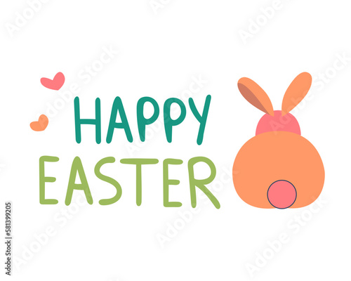 handwritten letter with Easter greetings. Happy Easter! a minimalistic bunny is depicted. vector illustratio © Viki Vector