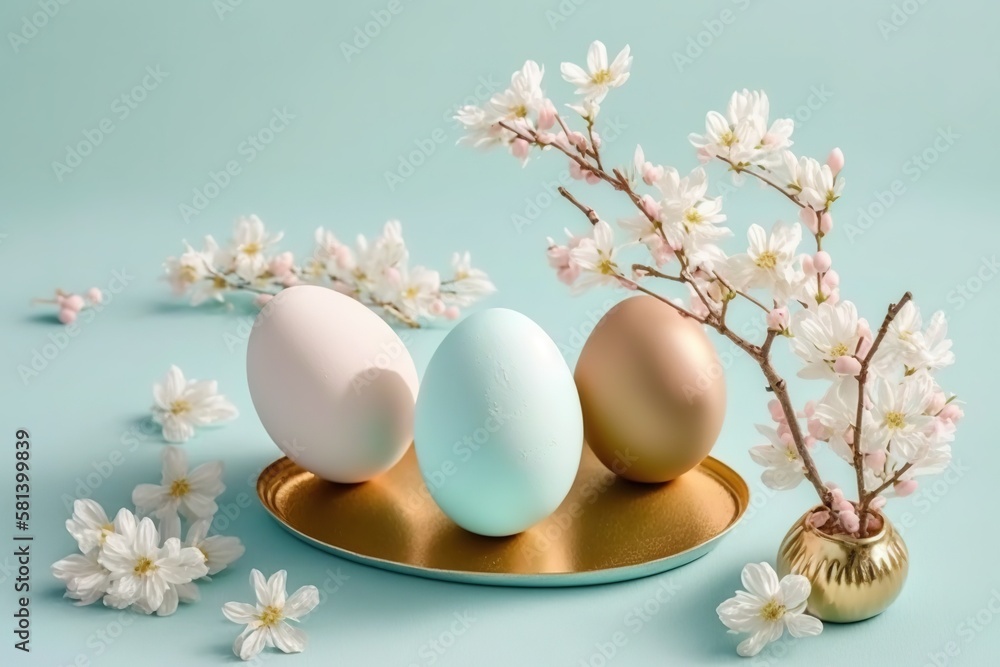 Stylish easter eggs and cherry blossoms Stylish easter eggs and cherry blossoms