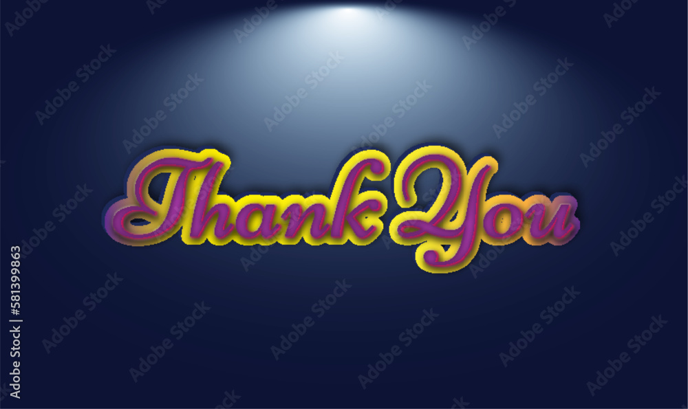 A blue background with the words thank you in yellow and purple 3d text effect
