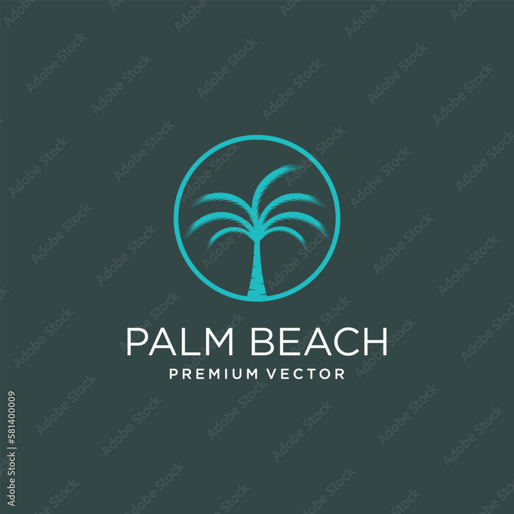 Palm tree logo design with simple and creative Premium Vector Palm tree logo design with simple and creative Premium Vector