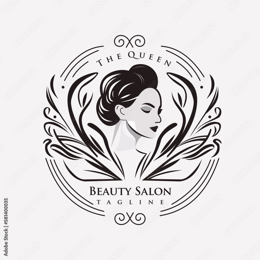 Beauty logo for woman. Logo can be used for beauty salon, cosmetic, spa. Premium Vector Beauty logo for woman. Logo can be used for beauty salon, cosmetic, spa. Premium Vector