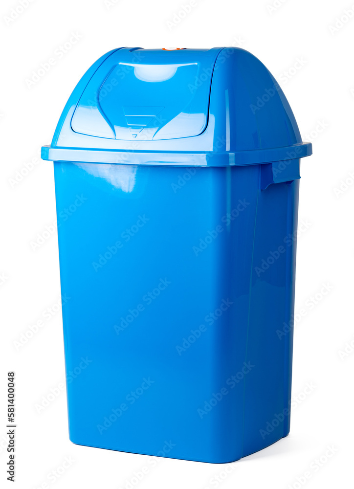 A blue trash bin isolated on white A blue trash bin isolated on white