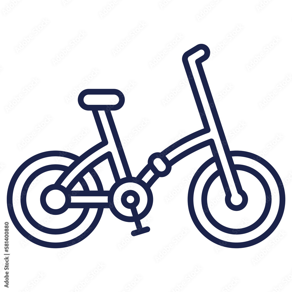 folding bike line icon on white folding bike line icon on white