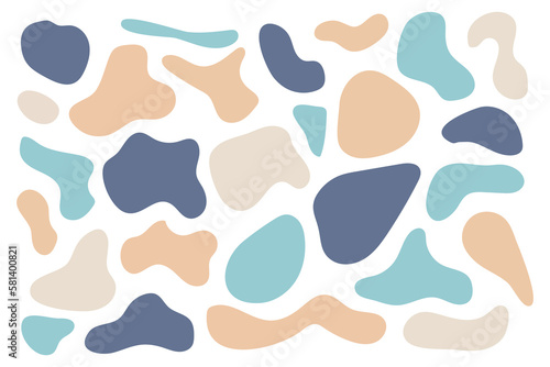 Vector set of colorful abstract shape stickers. Irregular shape.