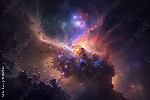 Nebula and stars. Generative AI