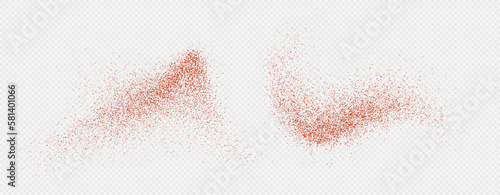 Chili powder splash, dried pepper explosion, flying spicy paprika burst, dynamic seasoning splatter. Vector illustration.