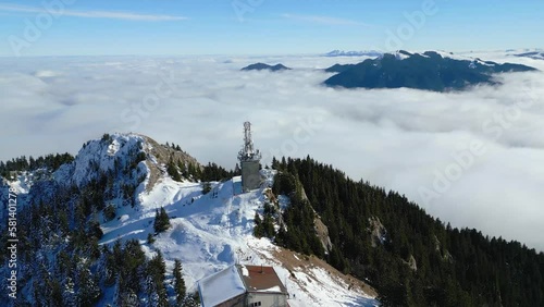 Wallpaper Mural drone footage of sky mountain full of snow and people skiing  Torontodigital.ca