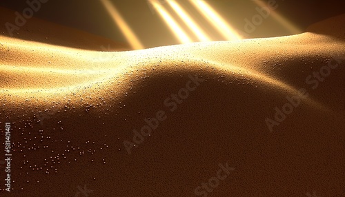 Sand texture, close-up on sand dune lit by light, AI generative