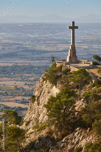 Viewpoint in Mallorca. Cruz del Picot. San Salvador santuari. Landmark © h368k742