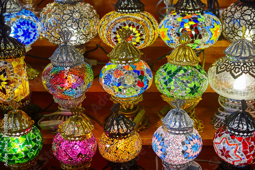 Canvas Print Grand bazaar interior in Istanbul city center. Lamps shop. Turkey