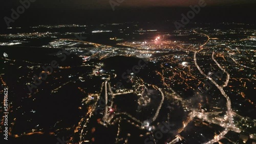 Wallpaper Mural drone footage of fireworks in the night over city view Torontodigital.ca