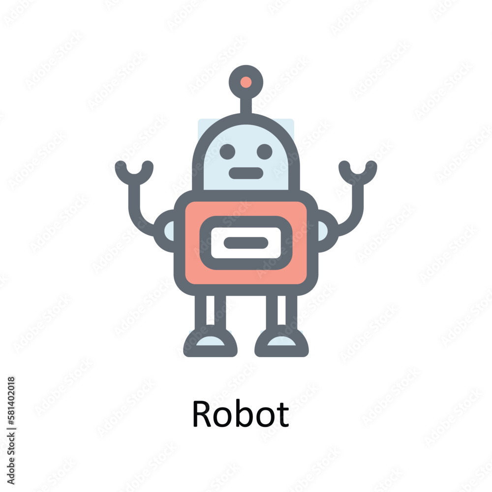 Robot  Vector  Fill Outline Icons. Simple stock illustration stock