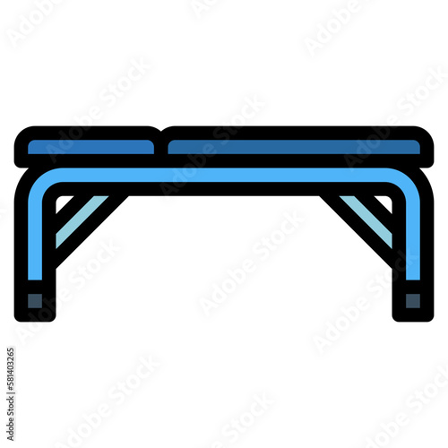 workout bench filled outline icon style