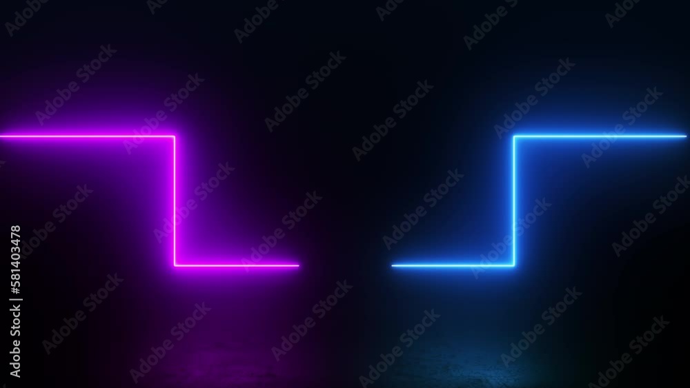 3d rendering, neon glowing laser lines loop animation abstract background. 3d rendering, neon glowing laser lines loop animation abstract background.