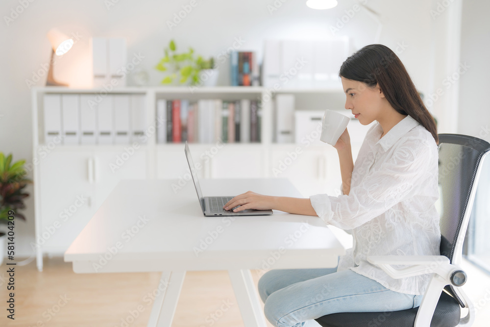 Young woman using computer. Young woman using computer.