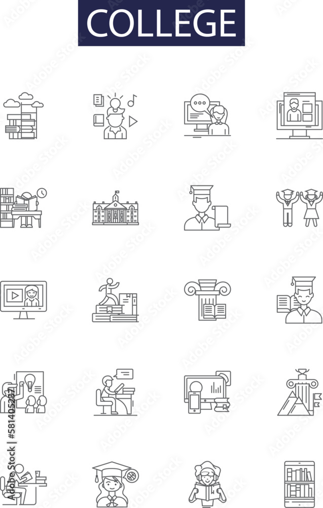 Vettoriale Stock College line vector icons and signs. universities ...