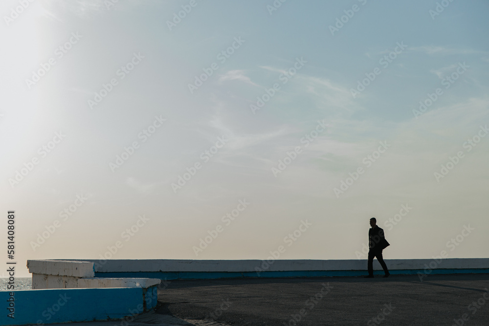 man on the background of the sea man on the background of the sea
