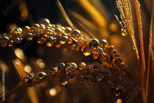 golden sparkly paddy crops, closeup shot, AI generated © Image Bank