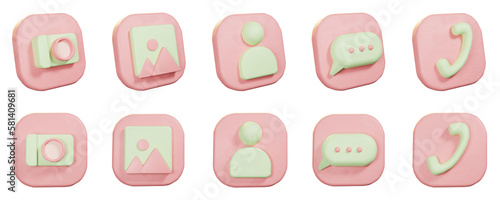3d smartphone menu icon set with clay texture on transparent background