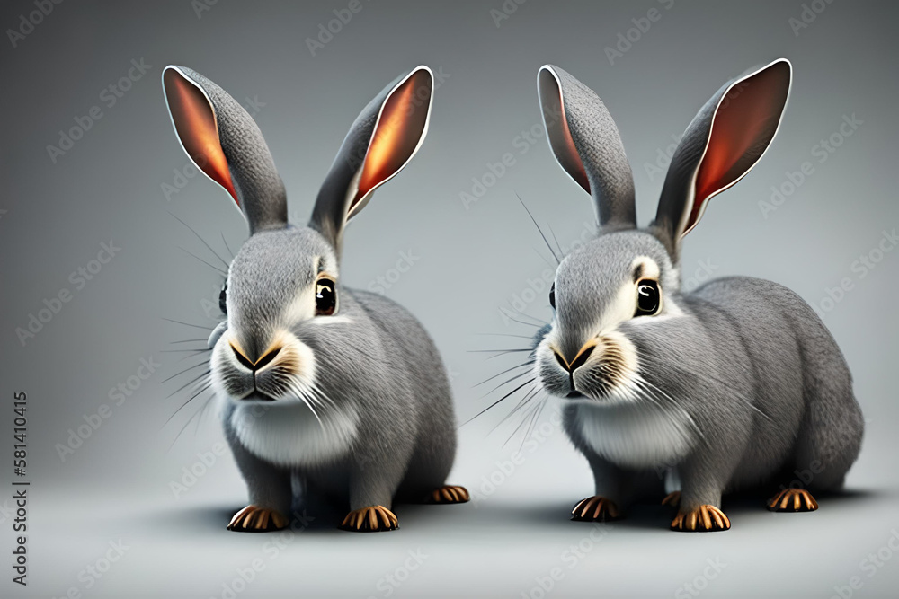 Fototapeta premium two rabbits on a white background