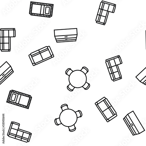 floor plan interior furniture vector seamless pattern