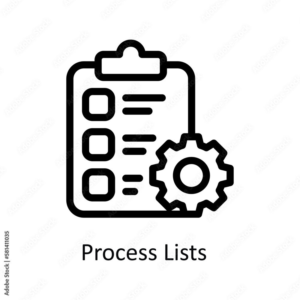 Process Lists Vector Outline Icons. Simple stock illustration stock Process Lists Vector Outline Icons. Simple stock illustration stock