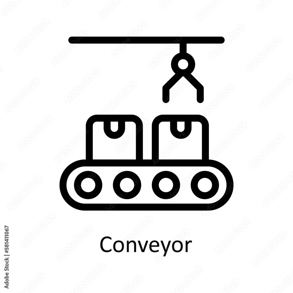 Conveyor Vector Outline Icons. Simple stock illustration stock Conveyor Vector Outline Icons. Simple stock illustration stock