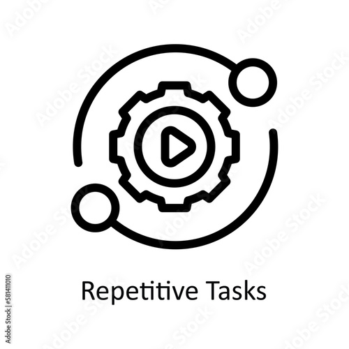 Repetitive Tasks Vector   Outline Icons. Simple stock illustration stock