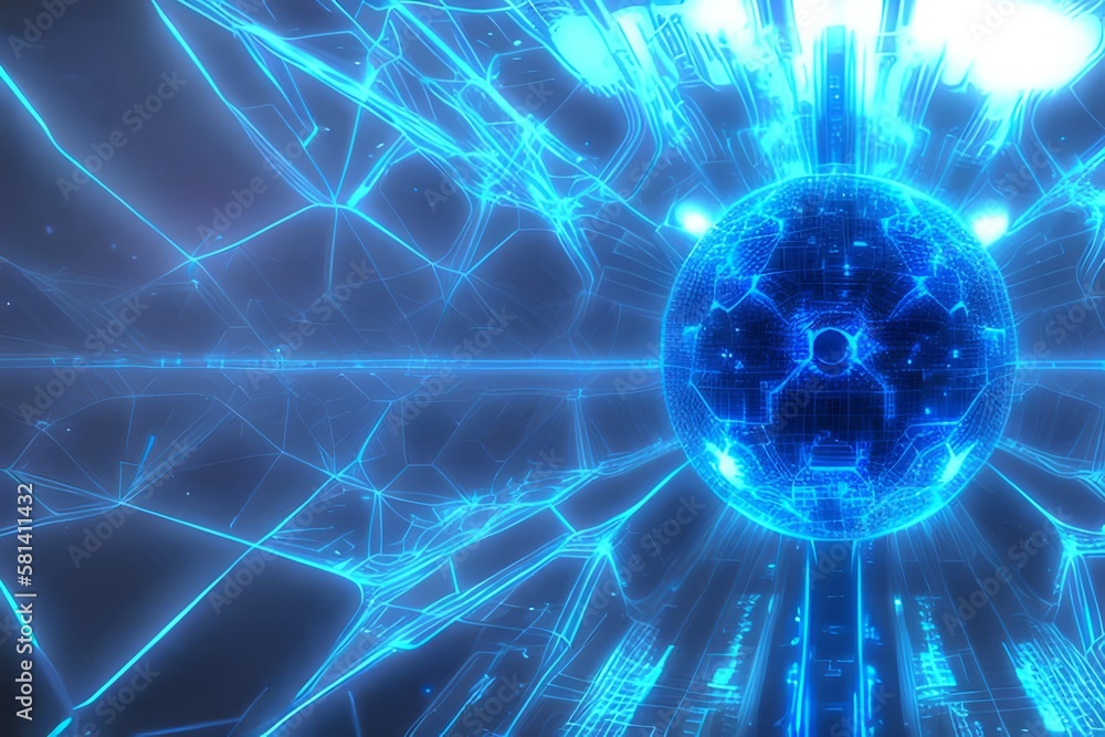 Fototapeta premium Quantum Computin Network Core Concept Art - generative AI