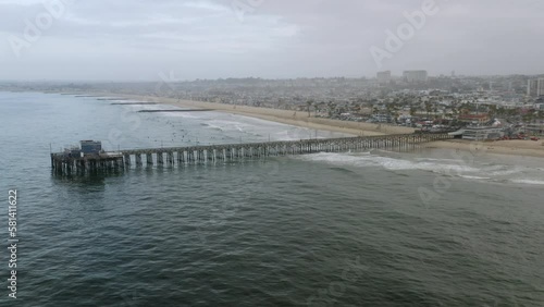 Wallpaper Mural Aerial Drone Shot of Newport Beach Pier, Ocean and City - Parallax - 4K UHD Torontodigital.ca
