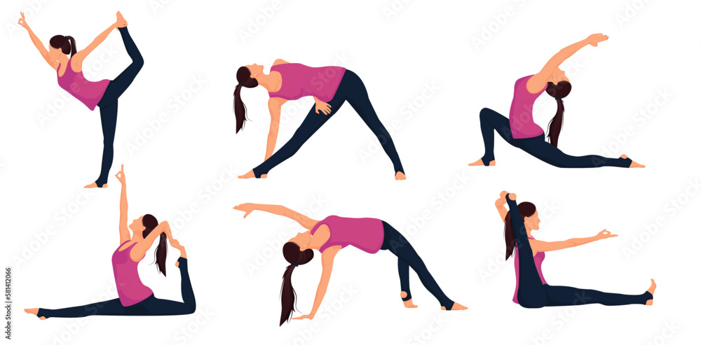 Fototapeta premium Woman doing yoga, fitness, pilates. Healthy lifestyle. Isolated on white background.
