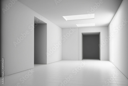 Abstract minimalistic white interior  empty room  made with Generative AI