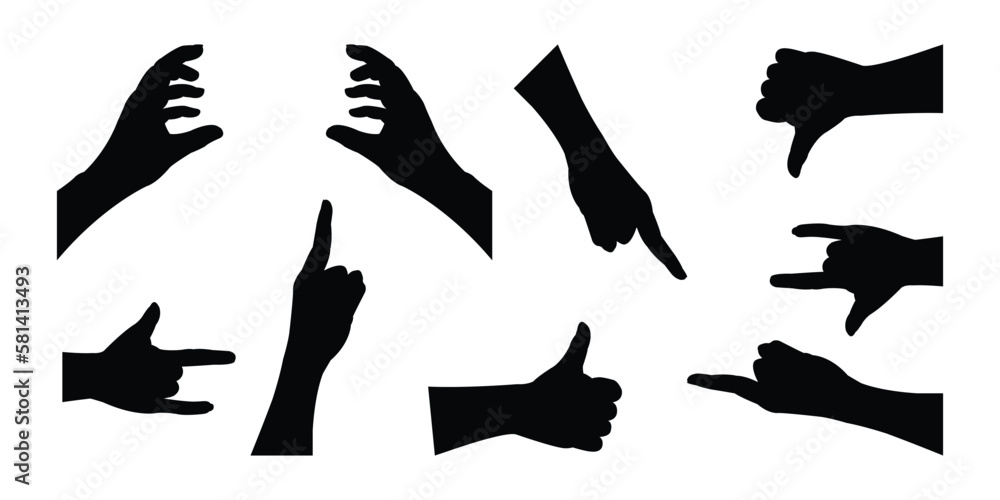 silhouette hands collections. Vector illustration.	