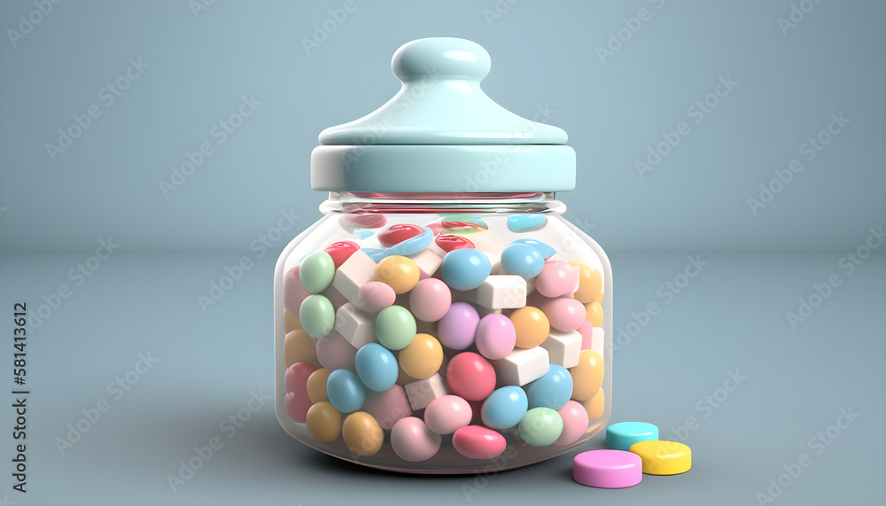 candy in a glass jar closeup -AI Generative candy in a glass jar closeup -AI Generative