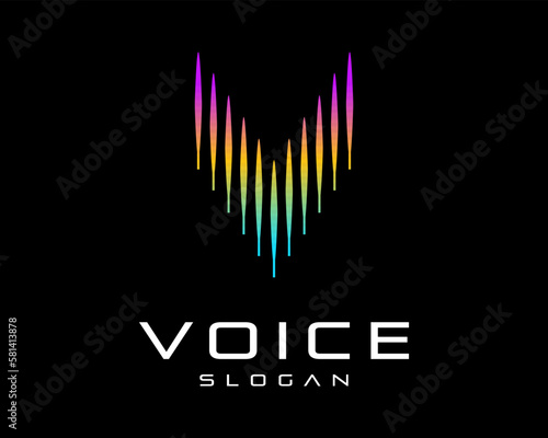 Letter V Initials Sound Voice Spectrum Rhythm Digital Futuristic Modern Vibrant Vector Logo Design