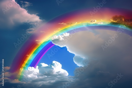 sky with a beautiful rainbows, clear sky with rainbows, AI generated 