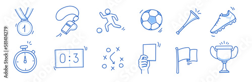 Fototapete Soccer doodle icon