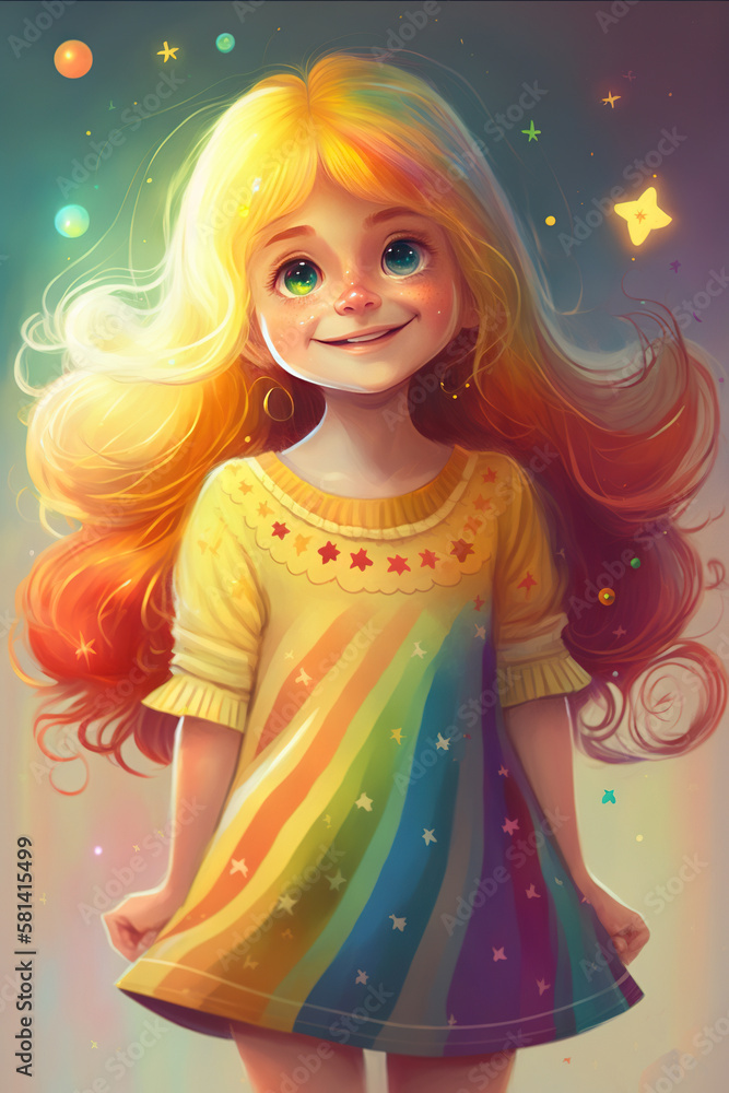 Playful and Adorable Cartoon Girl with Bright Orange Hair, Beaming Smiles, and a Charming Little Dress generative AI Playful and Adorable Cartoon Girl with Bright Orange Hair, Beaming Smiles, and a Charming Little Dress generative AI