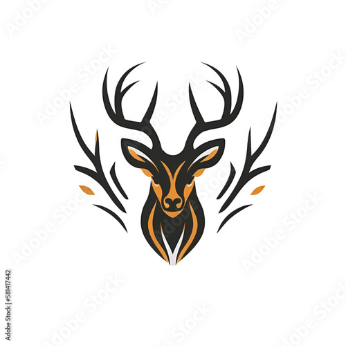 Simplicity Stag Logo Minimalistic logo of a deer head