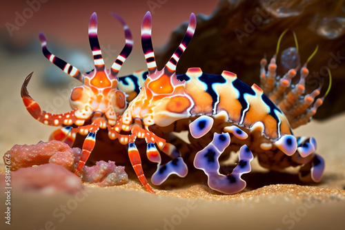 Harlequin Shrimp. Generative AI © Putrasatria