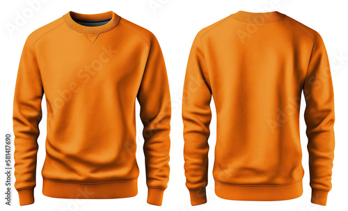 Orange sweater mockup set cut out. Based on Generative AI