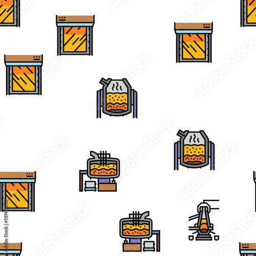 steel production industry metal vector seamless pattern