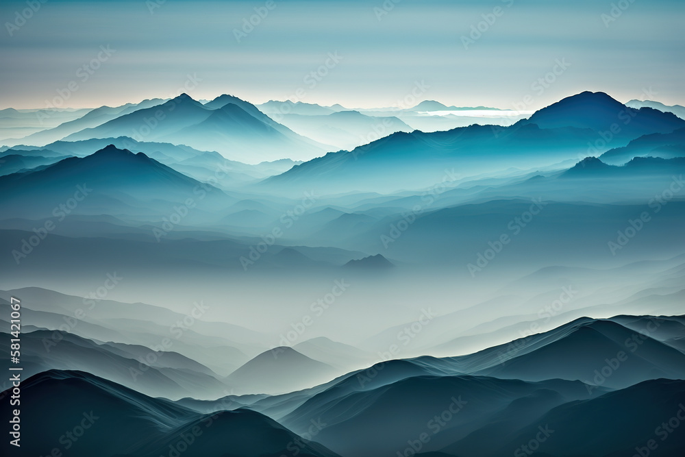 misty mountains, endless view, incredible gradient misty mountains, endless view, incredible gradient